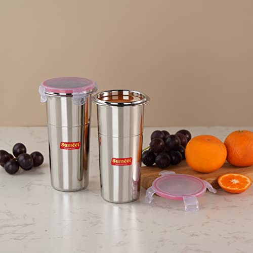 Stainless Steel Airtight Dust Proof Big Glass / Tumbler with Lid