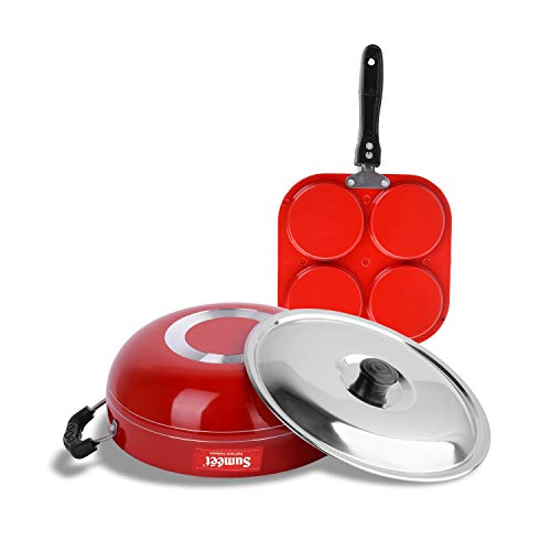 Sumeet 2.6mm Thick Non-Stick Apple Cookware Set (Mini Multi Snack Maker – 19.5cm Dia + Kadhai with Lid – 1.5Ltr Capacity-