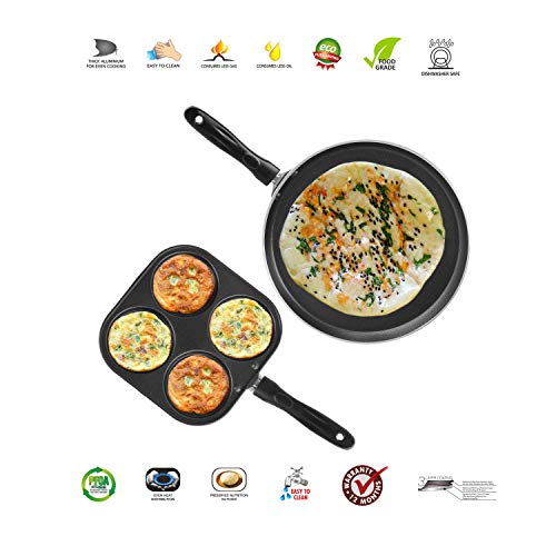 Sumeet 2.6mm Thick Non-Stick Cherry Cookware Set (Dosa Tawa – 26.5cm Dia + Mini Multi Snack Maker – 19.5cm Dia)