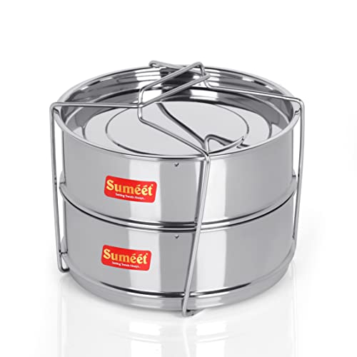 Sumeet Stainless Steel Deep Stackable Container/Separator with Lid and Lifter Suitable for 5 LTR & 5.5 LTR Outer Lid Cooker