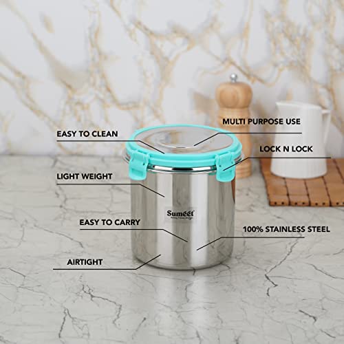 Sumeet Airtight & Leak Proof Steelexo Stainless Steel Storage Container with Lid Pack of 1Pc (1100ML) - Silver