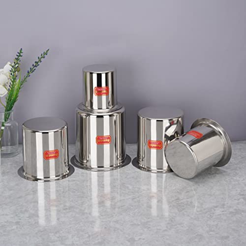 Sumeet Stainless Steel Ganj / Milk Boiler / Milk Pot /Long Tapeli Set of 5 Pieces (1150ml, 1450ml,1800ml, 2250ml, 2700ml), Silver