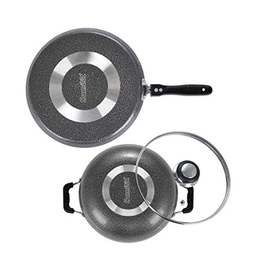 Sumeet NonStick Zilarra Cookware Set (Dosa Tawa - 26.5Cm Dia + Kadhai with Glass Lid -2Ltr - 22Cm Dia)
