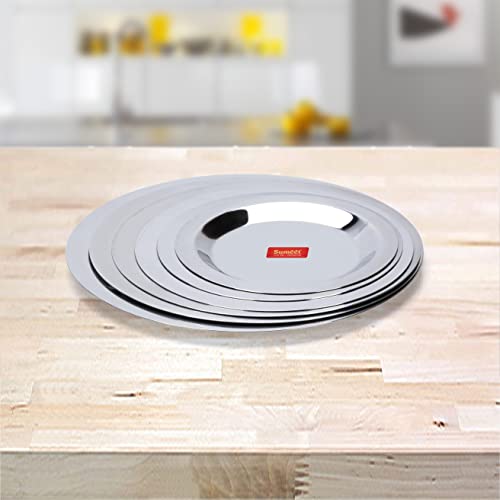 Sumeet Stainless Steel Heavy Gauge Ciba/Lids/Tope/Cheeba Cover Set of 6 Pcs (12.3cm, 13.8cm, 15.5cm, 16.7cm, 18.5cm, 20cm)
