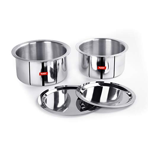 Sumeet 3mm Induction Bottom Aluminium Tope with Stainless Steel Lid - Set of 2 Pcs, (2Ltr, 2.5Ltr)