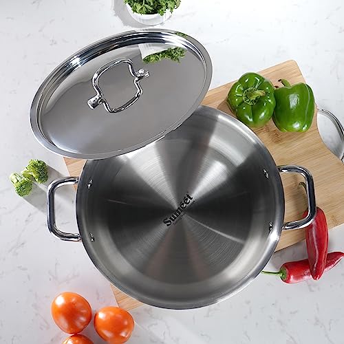 Sumeet Cook Smart TriPly Steel-Aluminium-Steel - 3 Layers Casserole/Biryani Pot/Stock Pot with S.S. Lid- 4.35Ltr - 24Cm, Silver