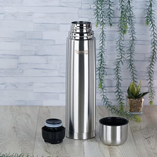 Sumeet Double Walled Flask / Water Bottle with Flip Lid 24 Hours Hot and Cold - 1000ml - 1Pc