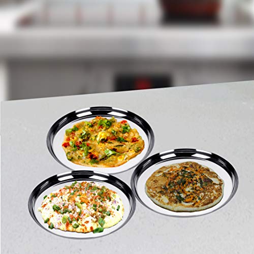 Sumeet Stainless Steel Apple Shape Heavy Gauge Snack Plates with Mirror Finish -22.8Cm Dia - Set of 3 Pcs