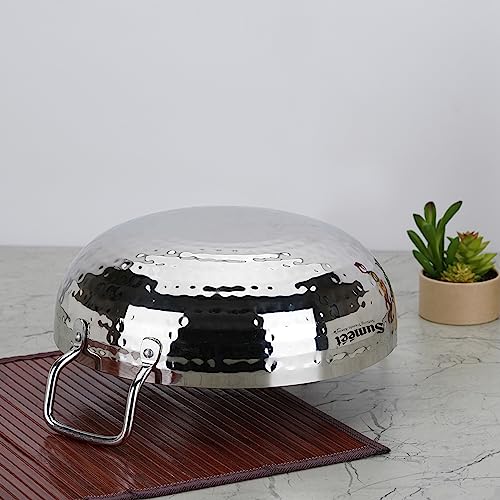 Sumeet Stainless Steel Handcrafted Hammered Mathar Kadai for Kitchen, Big Size, 3550ML, 26cm Dia, Pack of 1, Silver
