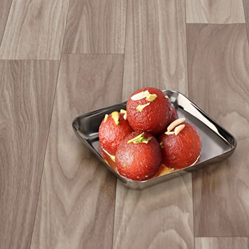 Sumeet Stainless Steel Small Square Shape Plate/Dessert Plate/Halwa Plate Set of 12pcs, 7.2cm Dia, Silver