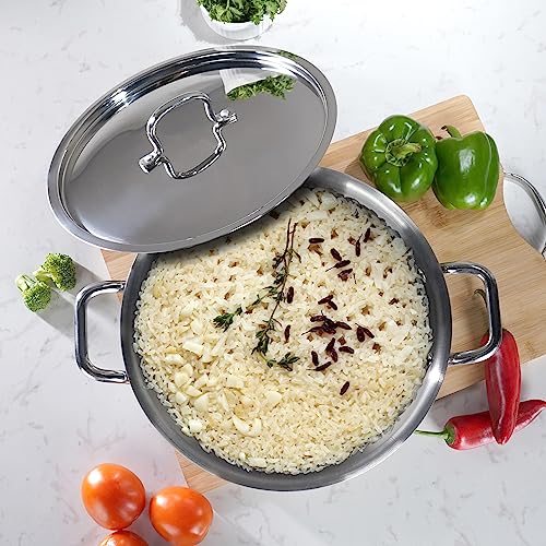 Sumeet Cook Smart TriPly Steel-Aluminium-Steel - 3 Layers Casserole/Biryani Pot/Stock Pot with S.S. Lid- 6.3Ltr - 28Cm, Silver