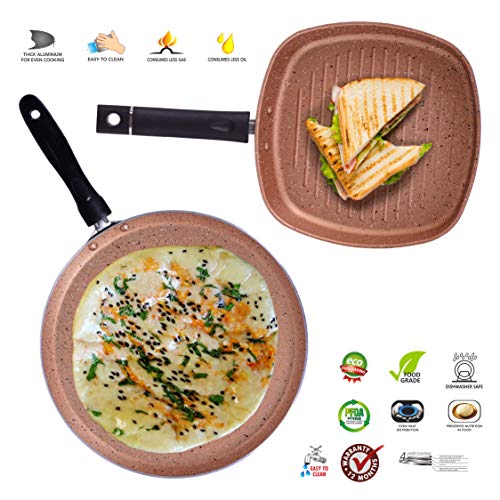 Sumeet Aluminium Kitchen Set, 1.1 L Grill Pan, 2 Piece (Peach)