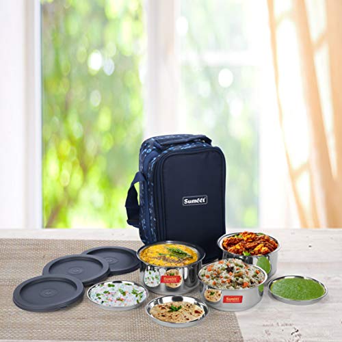 Lunch Box with Bag, Hot Insulated Double Wall Stainless Steel leak proof Tiffin