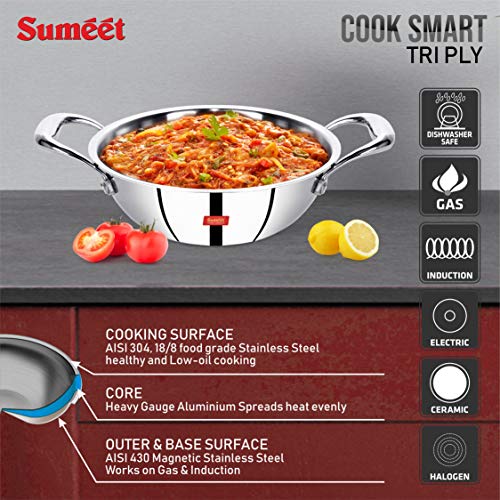 Smart TriPly Steel-Aluminium-Steel - 3 Layers Kadhai