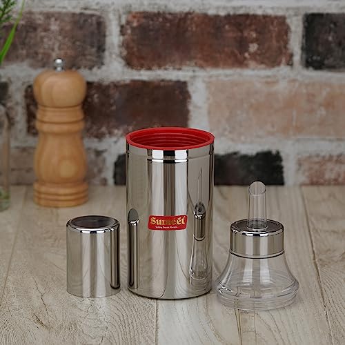 Sumeet Stainless Steel Nozzle Oil Dispenser |Oil Bottle | Oil Container | Oil Pourer | Vinegar Bottle | Olive Oil Bottle | Oil Can, 500ML, Pack of 1, Silver