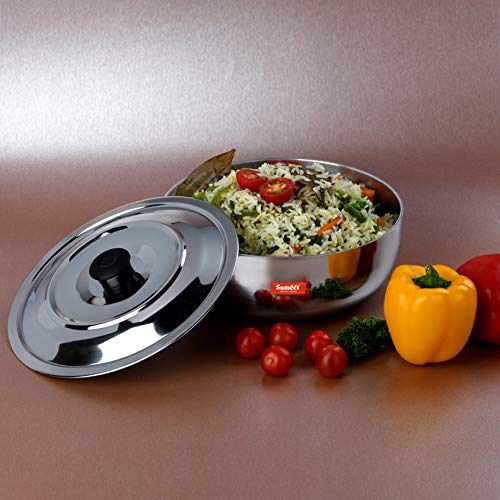 Sumeet 3mm Induction Bottom Aluminium Tasra with S.S. Lid (1.8Ltr, 20cm)