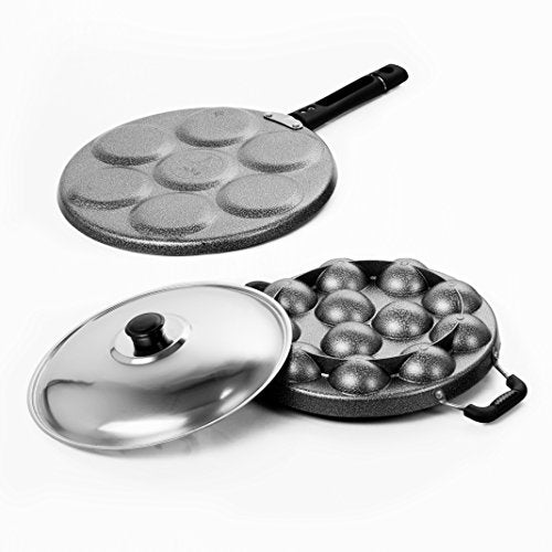 Sumeet Aluminium 7-Piece Multi Snack Maker and 12-Piece Grill Appam Patra, Silver