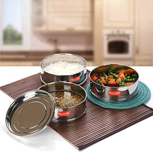 Sumeet Stainless Steel Deep Stackable Container/Separator with Lid Suitable for 9 LTR & 10 LTR Outer Lid Cooker
