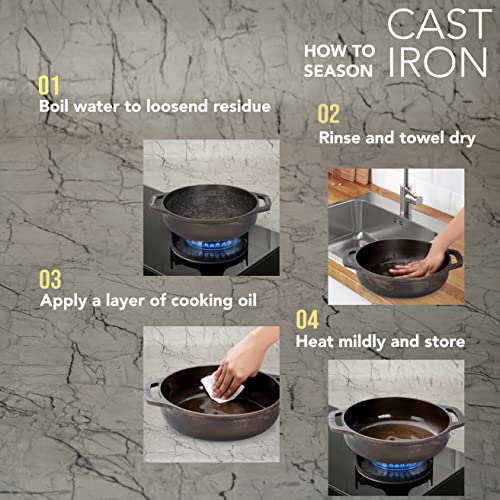 Sumeet Super Smooth Gold Series Pre Seasoned Cast Iron Kadai for Cooking /Deep Fry/Saute |2.7 LTR, 25cm, 2.670kg, Gas & Induction-Friendly.