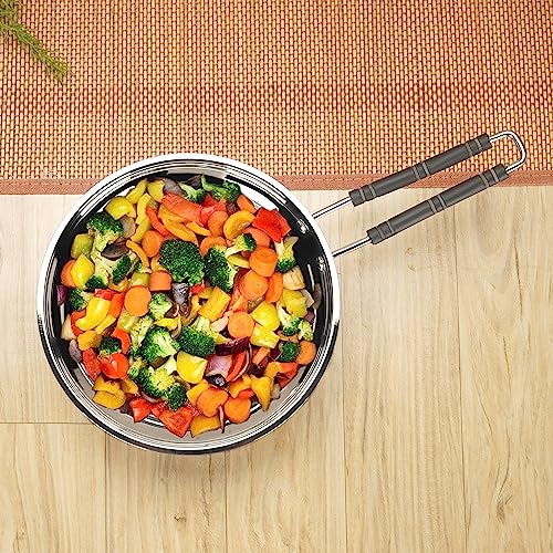 Sumeet Stainless Steel Induction Bottom (Encapsulated Bottom) Fry Pan 1.250 LTR, 21.5 cm Dia, Silver