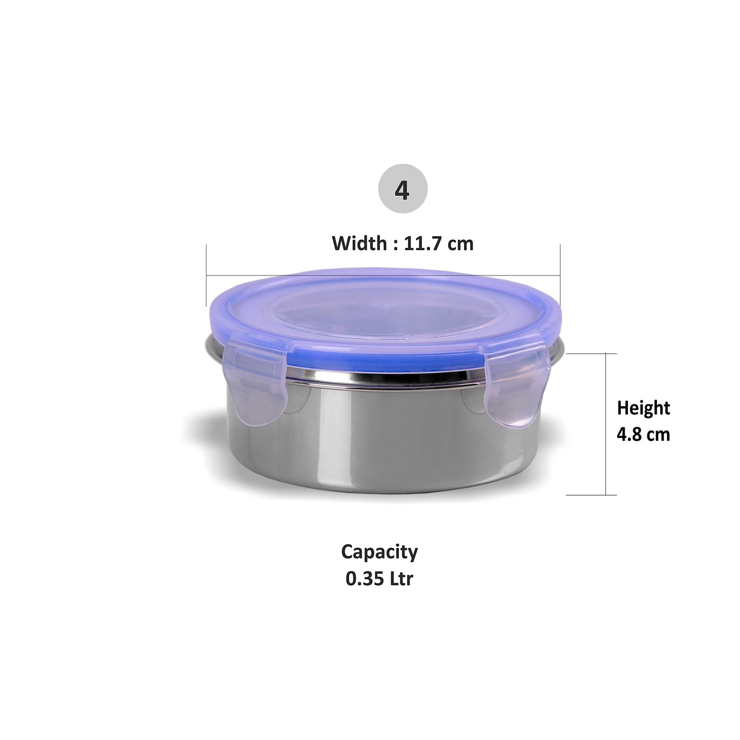 Sumeet Stainless Steel Airtight & Leak Proof L&L Containers Set, Size 350ML -3Pc
