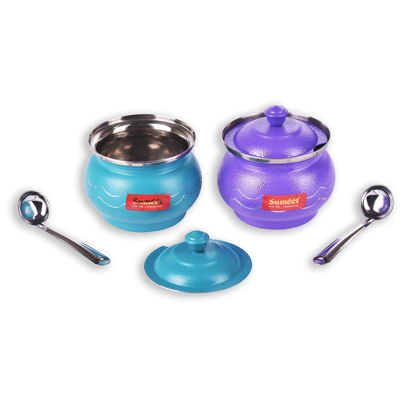 Sumeet Stainless Steel 2 Pc Ghee Pot Set - Capacity 300Ml, Dia - 7.5cm (Each)