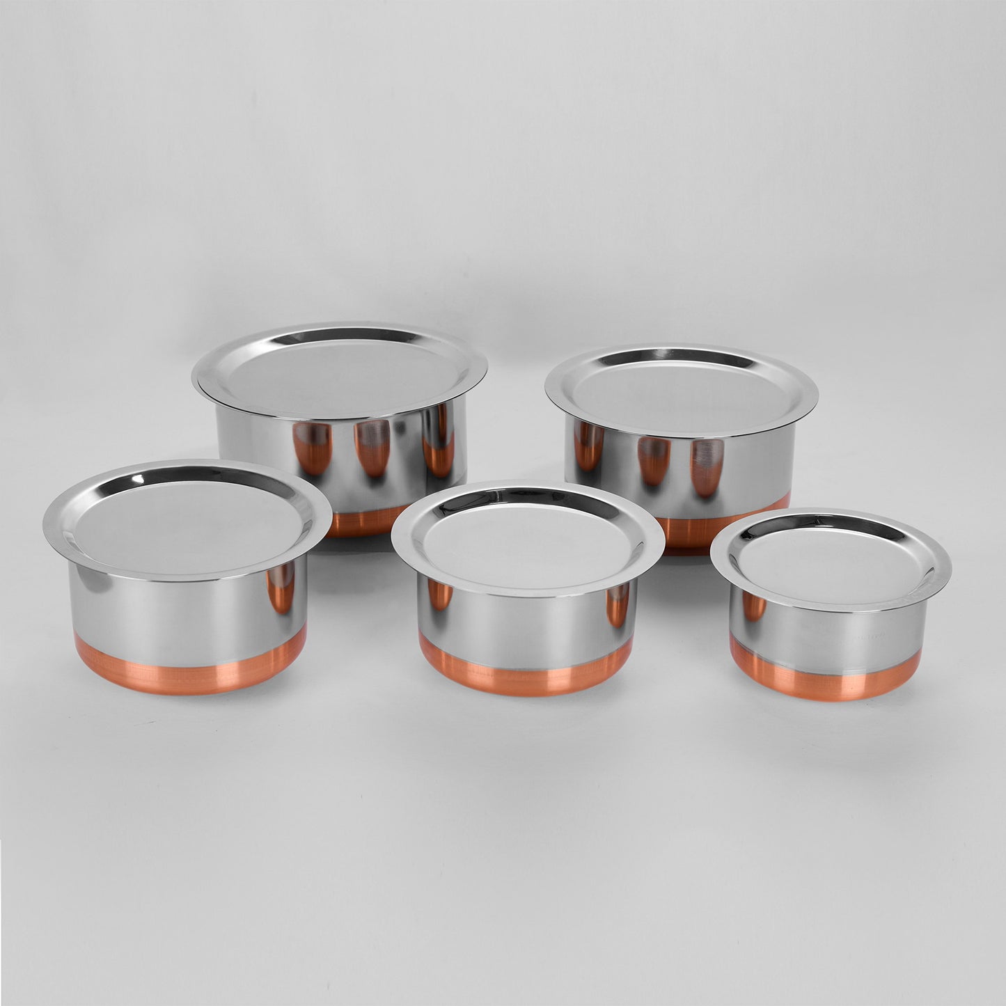 Sumeet Stainless Steel Copper Bottom Cookware/ Container / Tope,Set Of 5 Pcs With Lids