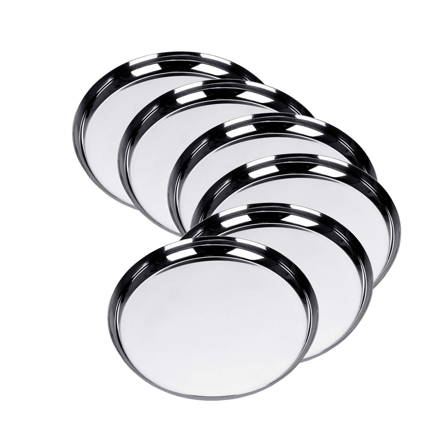 Sumeet Stainless Steel Apple Shape Heavy Gauge Snack Plates with Mirror Finish -22.8Cm Dia - Set of 6 Pcs