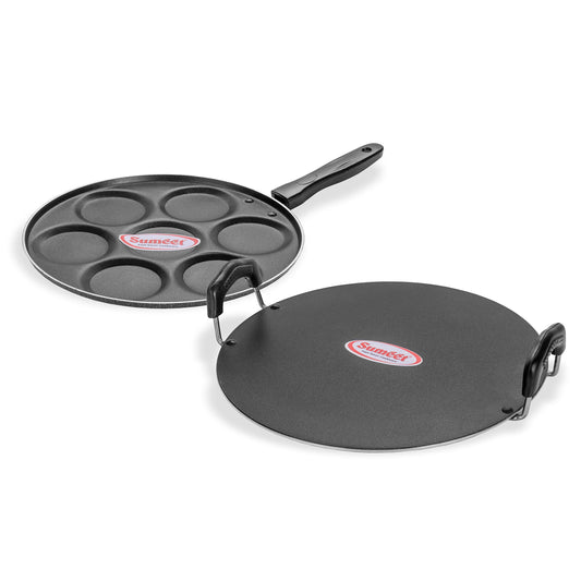 Sumeet Nonstick Insta Combo Set (Saral Tawa 30.5cm Dia + Multi Snack Maker -7pcs)