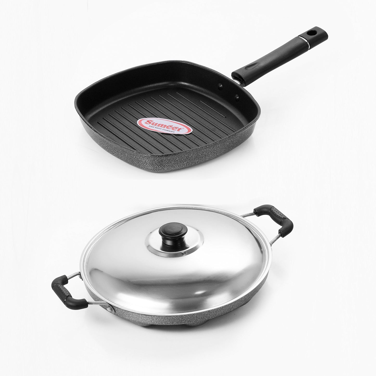 Sumeet Nonstick Amez Combo Set (Grill Pan - 22cm + Grill Appam Patra - 12 Pcs)