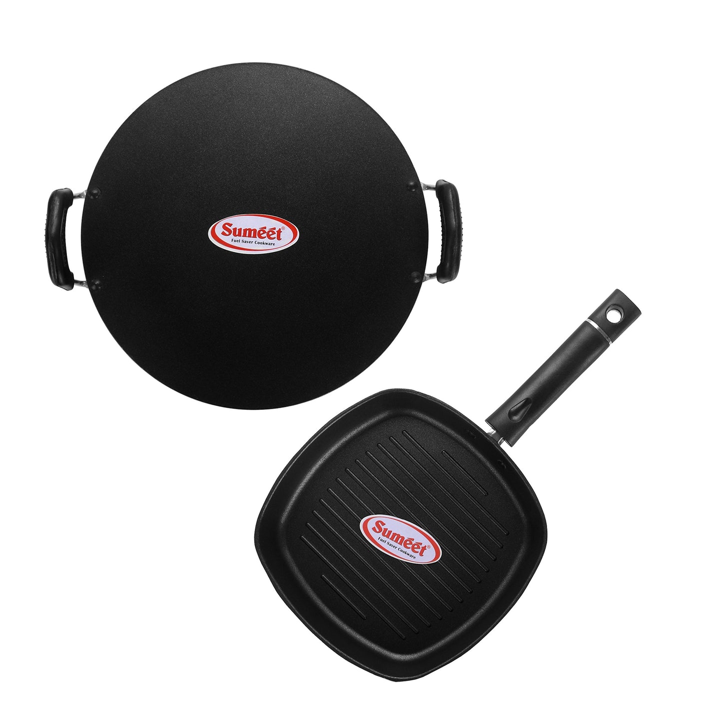 Sumeet Nonstick Insta Combo Set (Saral Tawa 30.5cm Dia + Grill Pan 22cm Dia)