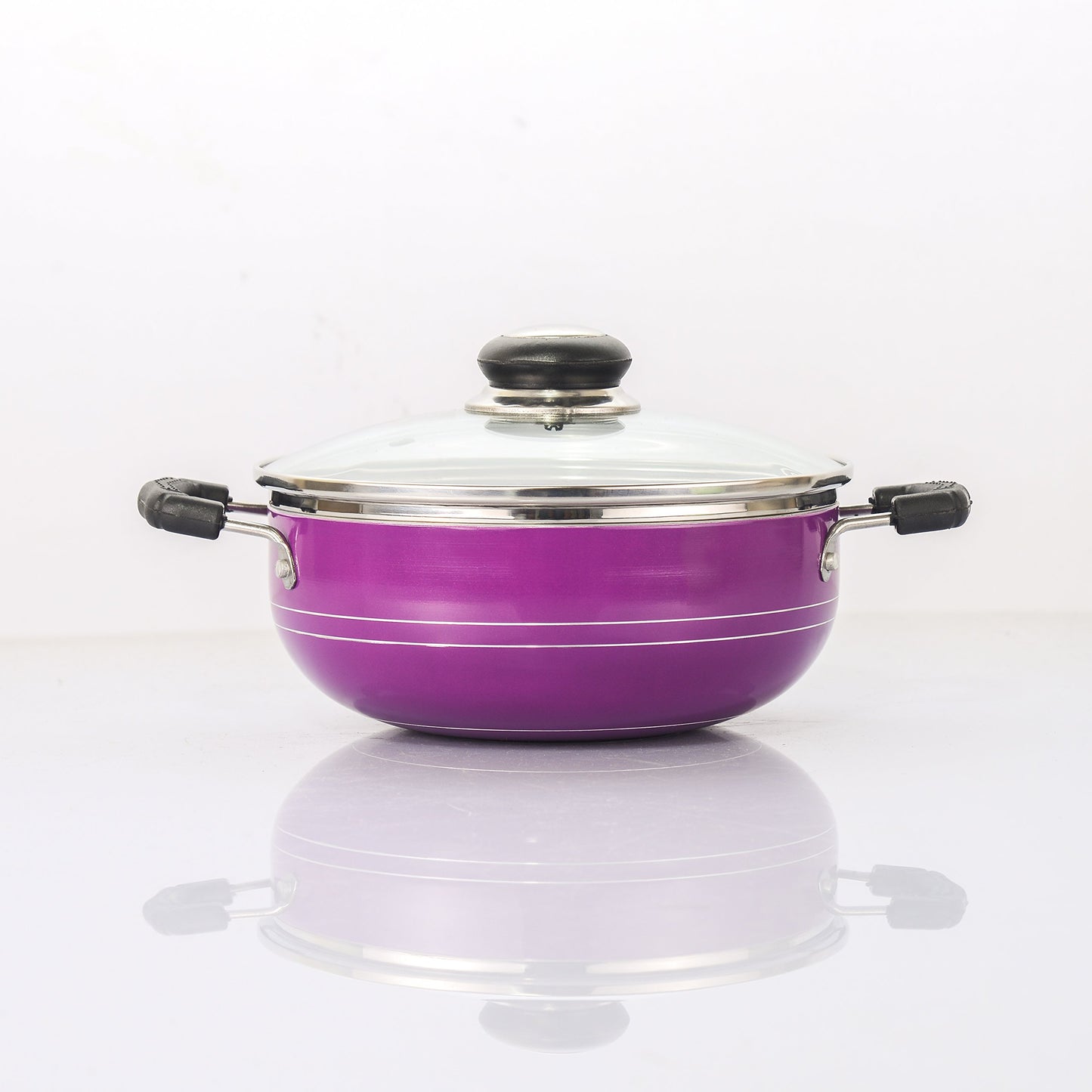 Sumeet Glasso Deep Kadhai with Glass Lid 200mm (1.5 Ltr) (Purple)