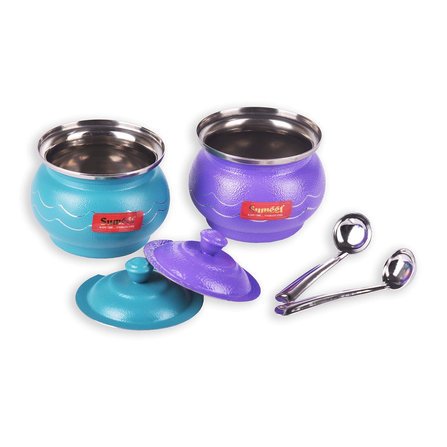 Sumeet Stainless Steel 2 Pc Ghee Pot Set - Capacity 300Ml, Dia - 7.5cm (Each)