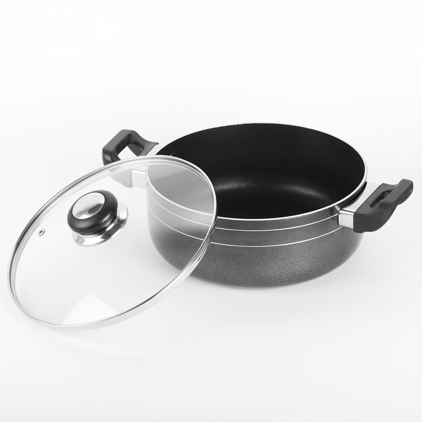 Sumeet 2.6Mm Nonstick Casserole 165 Mm With Glass Lid (No.10) (1.2 Ltr Capacity)