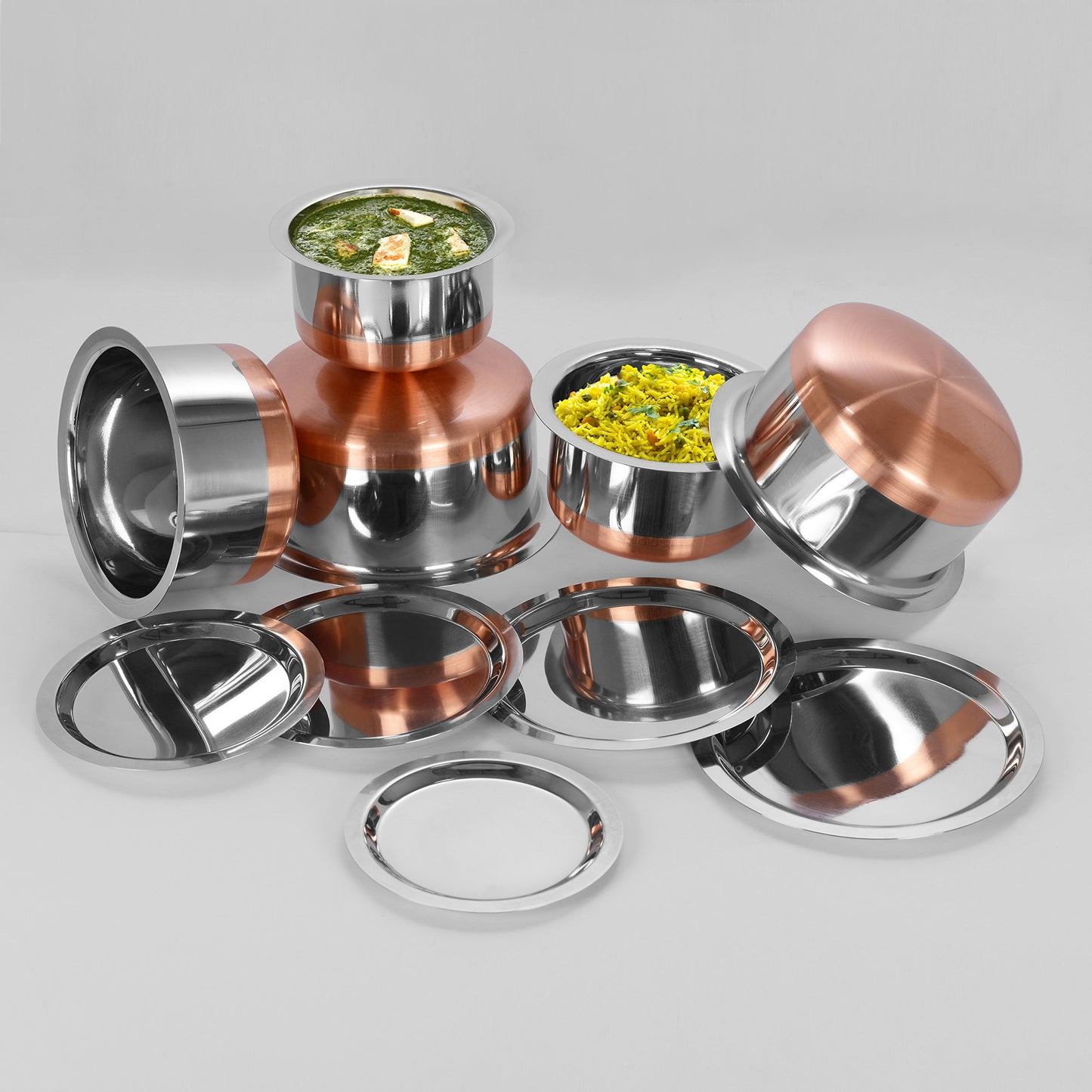 Sumeet Stainless Steel Copper Bottom Cookware/ Container / Tope,Set Of 5 Pcs With Lids