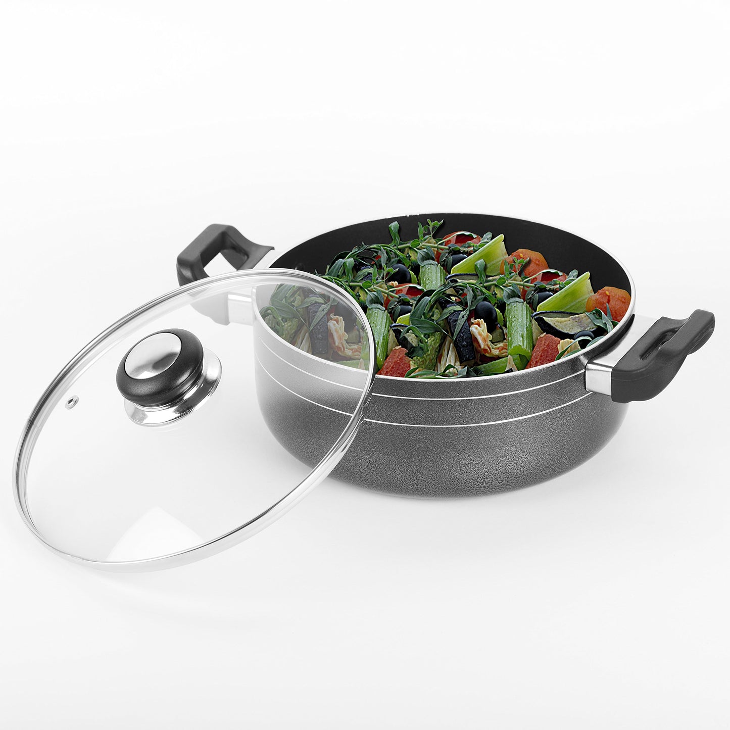 Sumeet 2.6Mm Nonstick Casserole 165 Mm With Glass Lid (No.10) (1.2 Ltr Capacity)