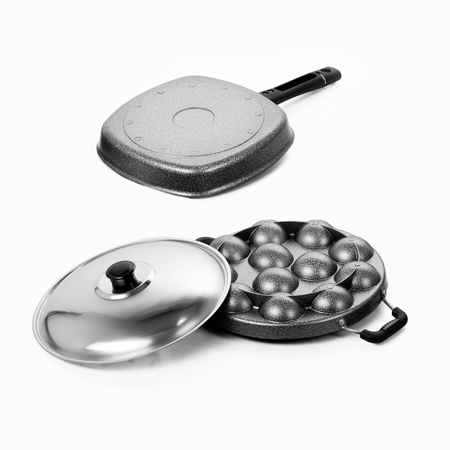 Sumeet Nonstick Amez Combo Set (Grill Pan - 22cm + Grill Appam Patra - 12 Pcs)