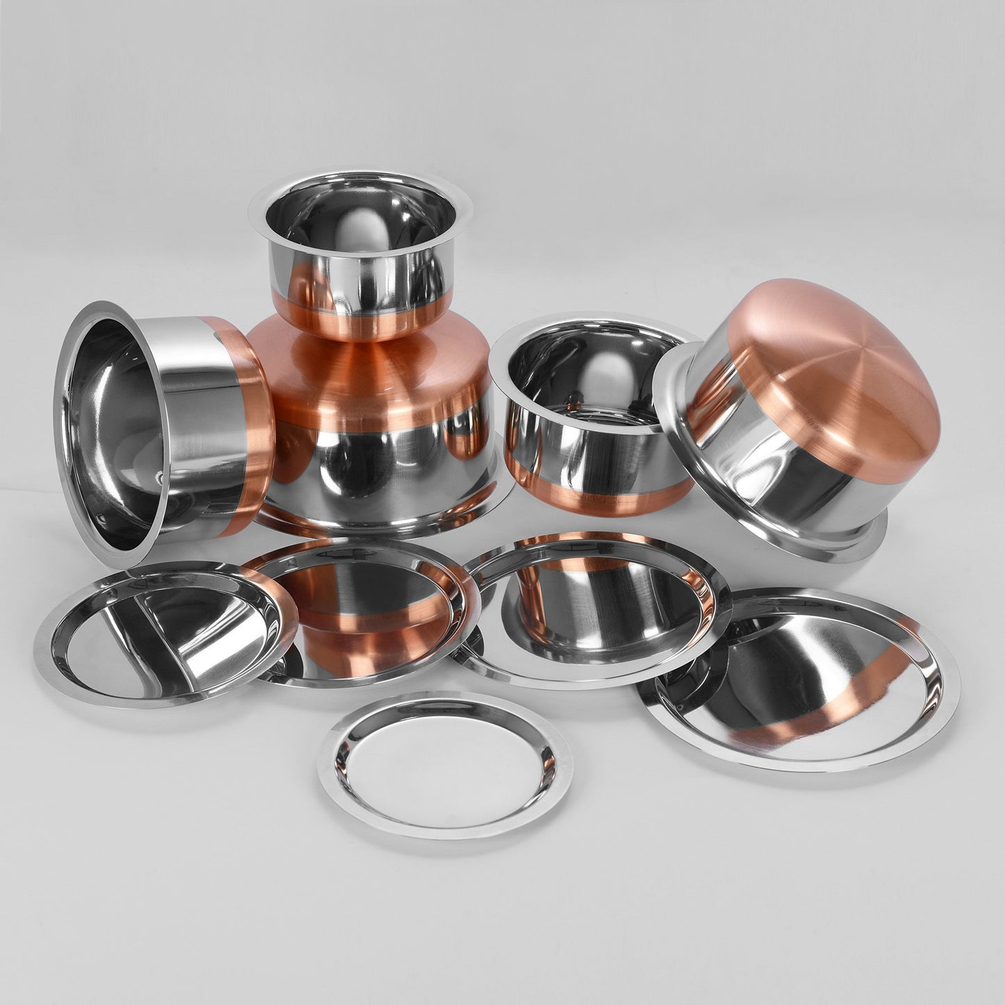 Sumeet Stainless Steel Copper Bottom Cookware/ Container / Tope,Set Of 5 Pcs With Lids