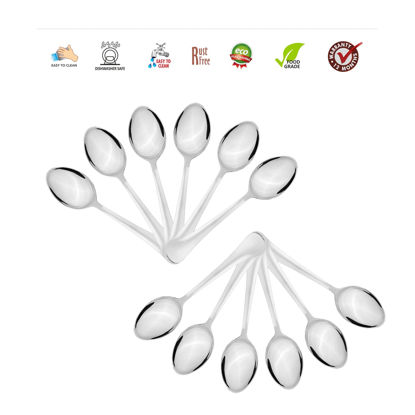 Sumeet Stainless Steel Premium Quality Baby / Medium Spoon set of 12 Pc – (16cm L) (1.6mm Thick)