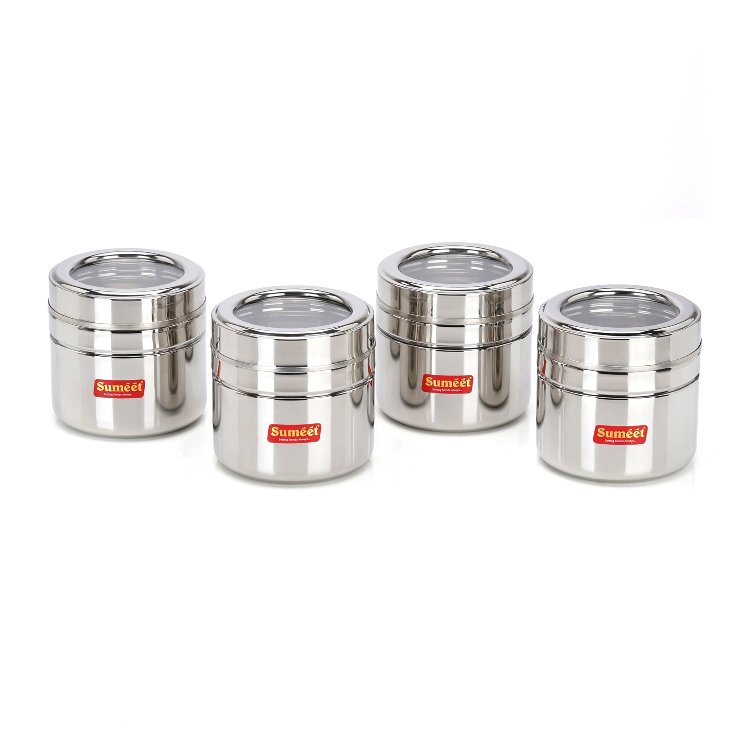 Sumeet Stainless Steel Top See Through/Transparent Lid Mini Storage Conatiner