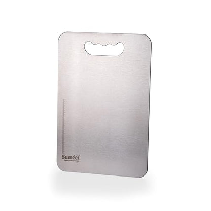 Sumeet Stainless Steel Small Chopping Board| Rust-Proof, Dishwasher Safe |Heavy Duty and Durable for Vegetables, Fruits, kneading in Kitchen - 30cm x 20 cm, 1.5mm Thick, Silver