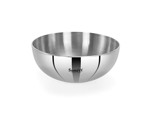 Sumeet ISI Certified Cook Smart TriPly Steel-Aluminium-Steel 3 Layer Round Bottom Tasra - 18cm, 1.350 LTR, Silver