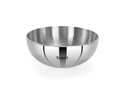 Sumeet ISI Certified Cook Smart TriPly Steel-Aluminium-Steel 3 Layer Round Bottom Tasra - 18cm, 1.350 LTR, Silver