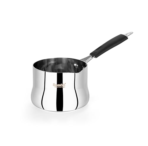 Sumeet ISI Certified Stainless Steel Heavy Gauge Coffee/Tea Maker, Milk Warmer Pot with Even & Faster Heating, Food Safe, Durable, Easy to Pour - Induction & Gas Stove Ready - 11cm, 800ml, Silver