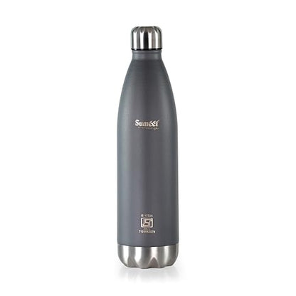 Sumeet Thermo1000 ISI Certified Stainless Steel Hot & Cold Double Walled Leak Proof Vacuum Flask/Water Bottle for Office/School/College/Gym/Picnic/Home/Trekking- 1000ml, Grey