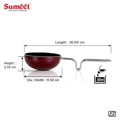 Sumeet Elegantia Non Stick Aluminium Waghariya/Tadkapan 11.5cm / 280ml Capacity | Cherry