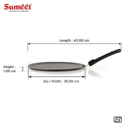 Sumeet Elegantia Induction Base Non Stick Aluminium Concave Tawa 26cm | Gas and Induction Friendly | Cherry