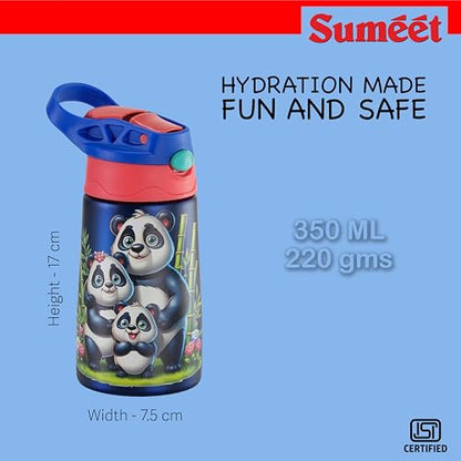 Sumeet ISI Certified Insulated Hot & Cold Stainless Steel, Leak Proof, Lightweight, Sipper Water Bottle for School Kids - PandaSip, 350ml - Yellow