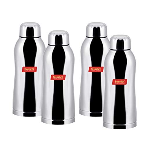 Sumeet Stainless Steel Airtight and Leak Proof Fridge Delux Water Bottle 750Ml, Set