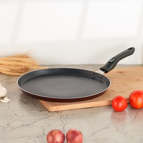 Sumeet Elegantia Induction Base Non Stick Aluminium Dosa Tawa 28cm | Gas and Induction Friendly | Cherry